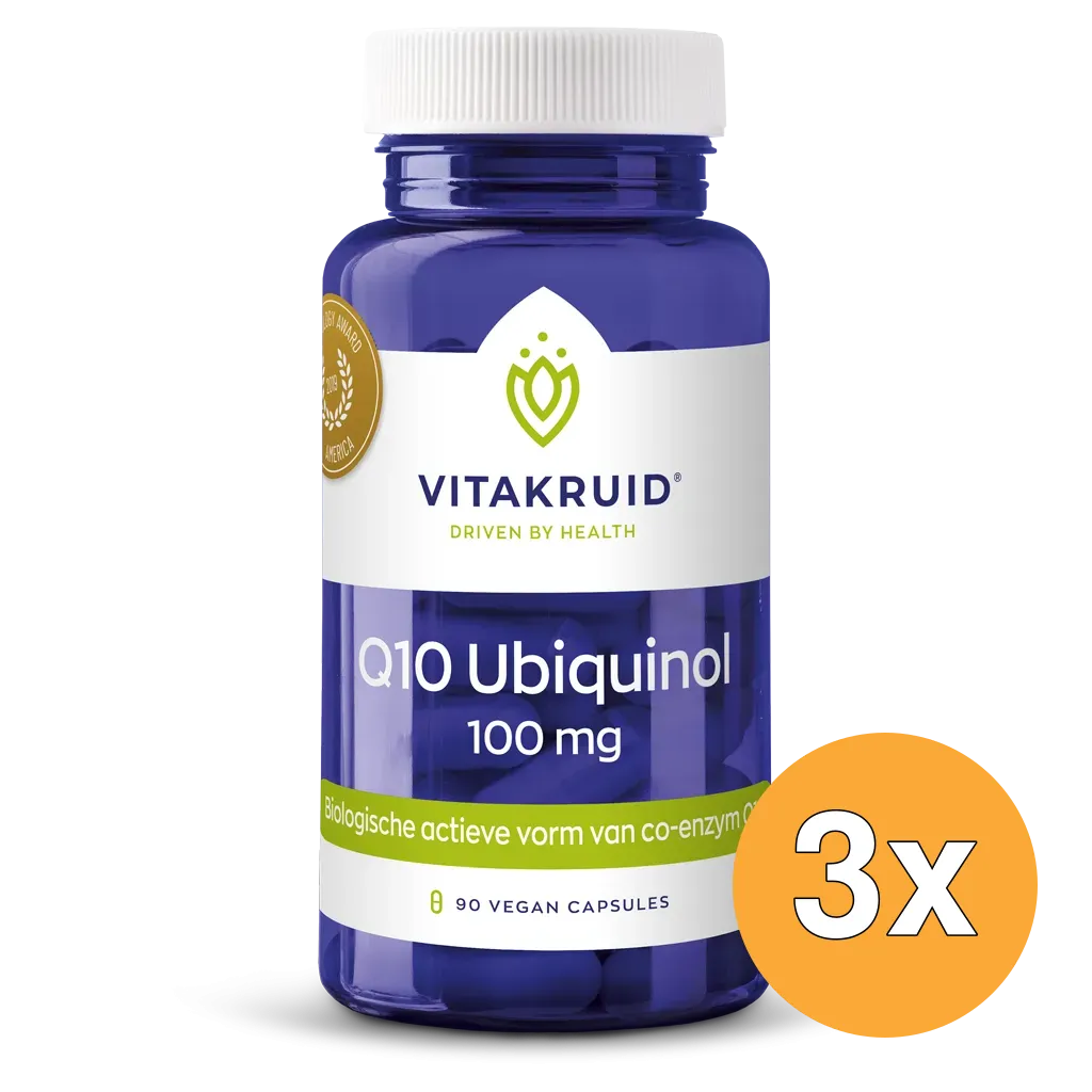 3x Vitakruid Co-Enzym Q10 Ubiquinol Actieve Vorm Kaneka® 100 mg (90 vega capsules)