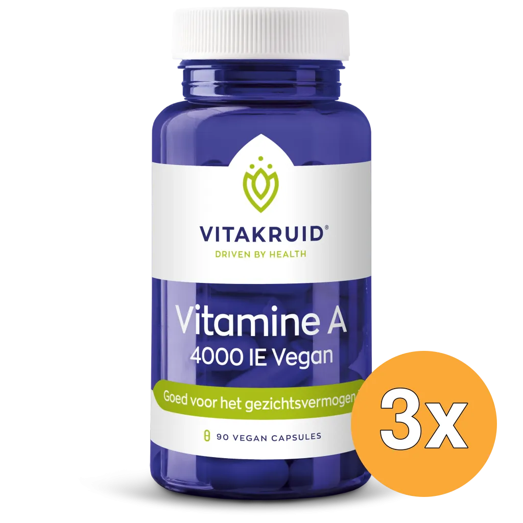 3x Vitakruid Vitamine A Retinol Acetaat 4000 IE Vegan (90 vega capsules)