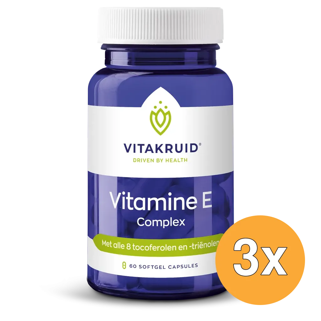 3x Vitakruid Vitamine E Complex 8 Tocoferolen en -Triënolen (60 softgels)
