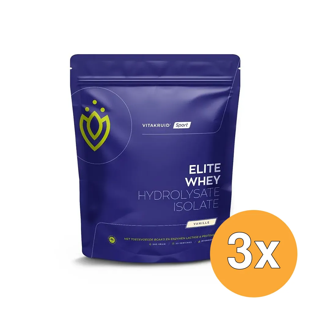 3x Vitakruid Elite Whey Protein 50% Hydrolysate 50% Isolate - Vanille (990 gr)