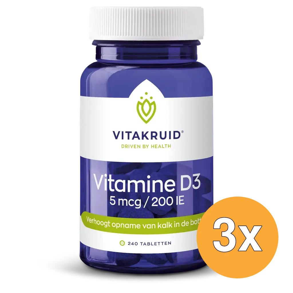 3x Vitakruid Vitamine D3 5 mcg / 200 IE (240 tabletten)