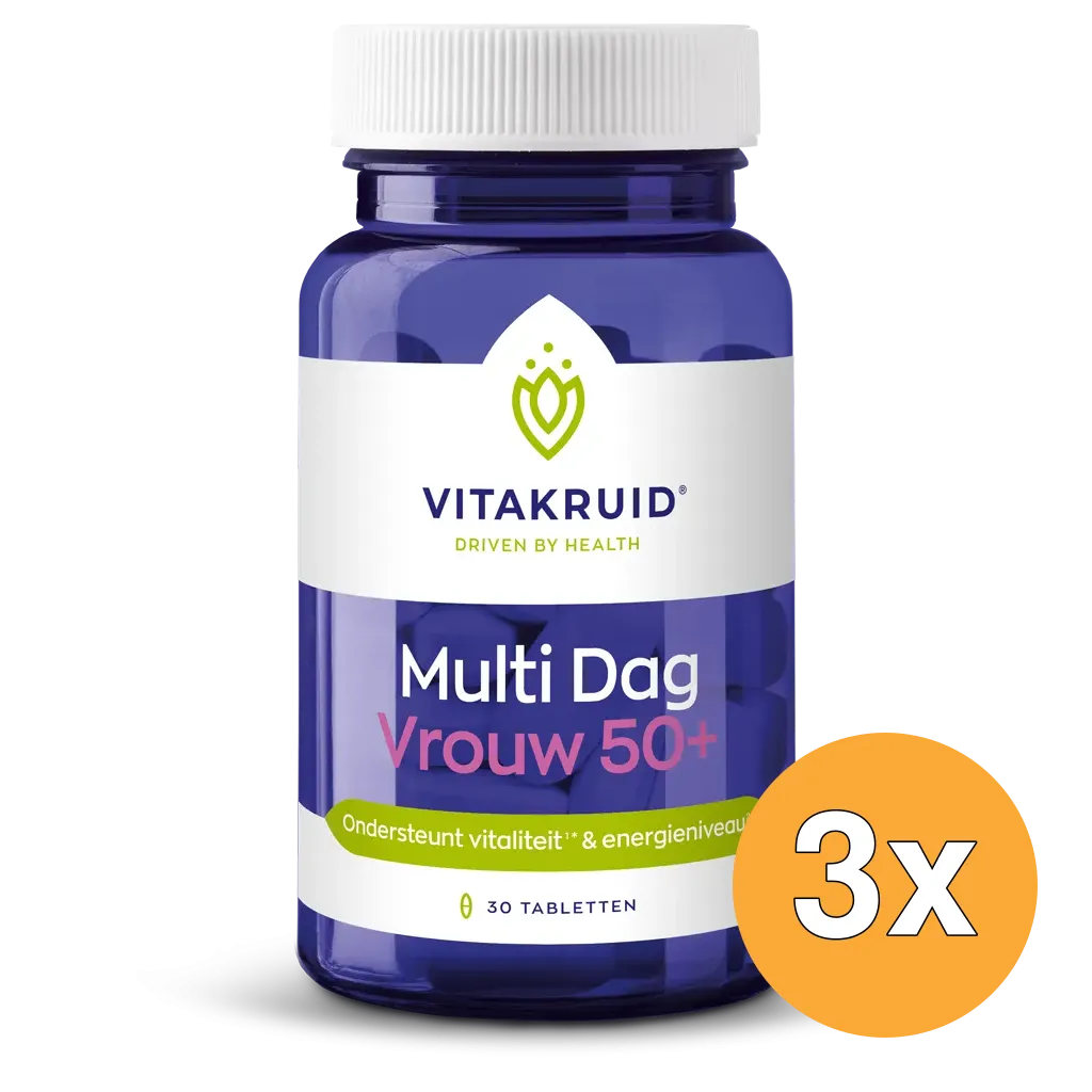 3x Vitakruid Multi Dag Vrouw 50+ 100% Vegan (30 tabletten)
