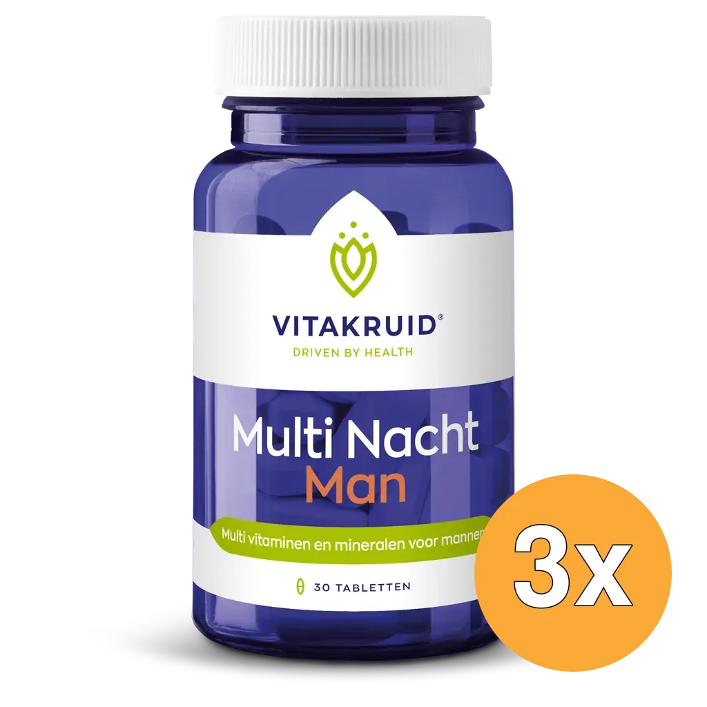 3x Vitakruid Multi Nacht Man 100% Vegan (30 tabletten)