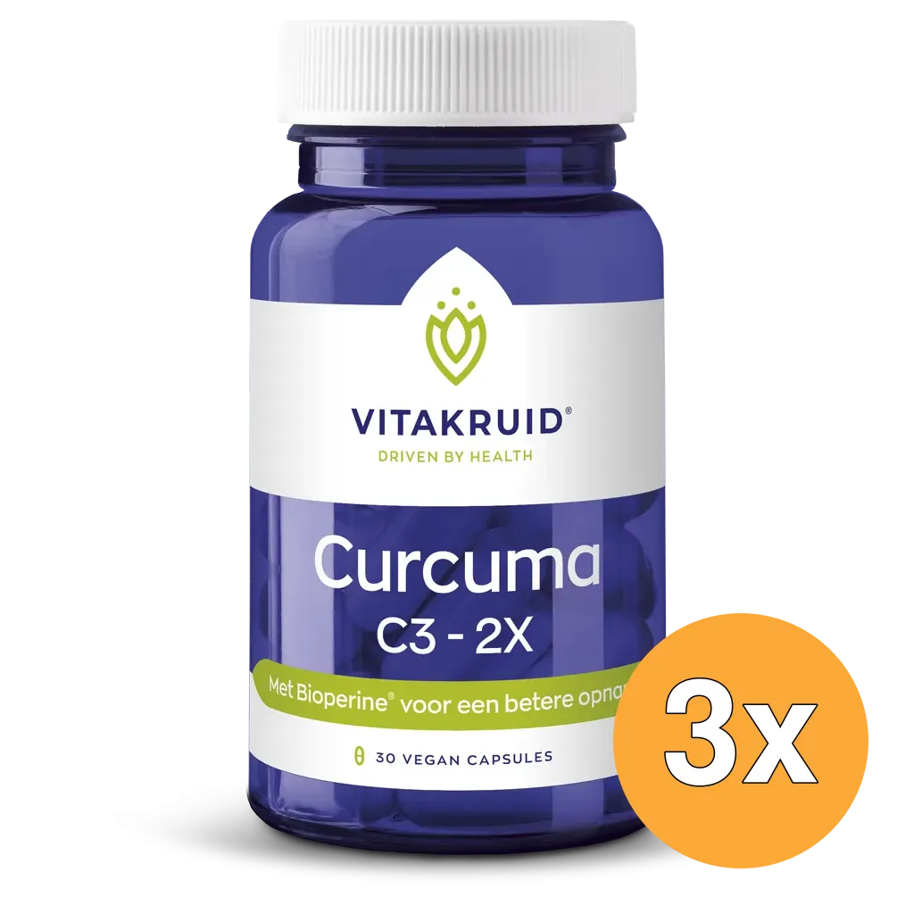3x Vitakruid Curcuma C3-2X (95% Curcuminoïden) met Bioperine® (30 vega capsules)