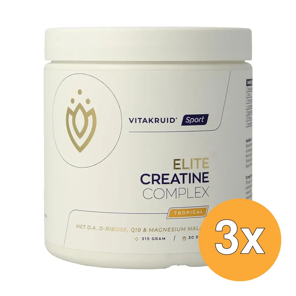 3x Vitakruid Elite Creatine Monohydraat Complex - Tropical (315 gr)
