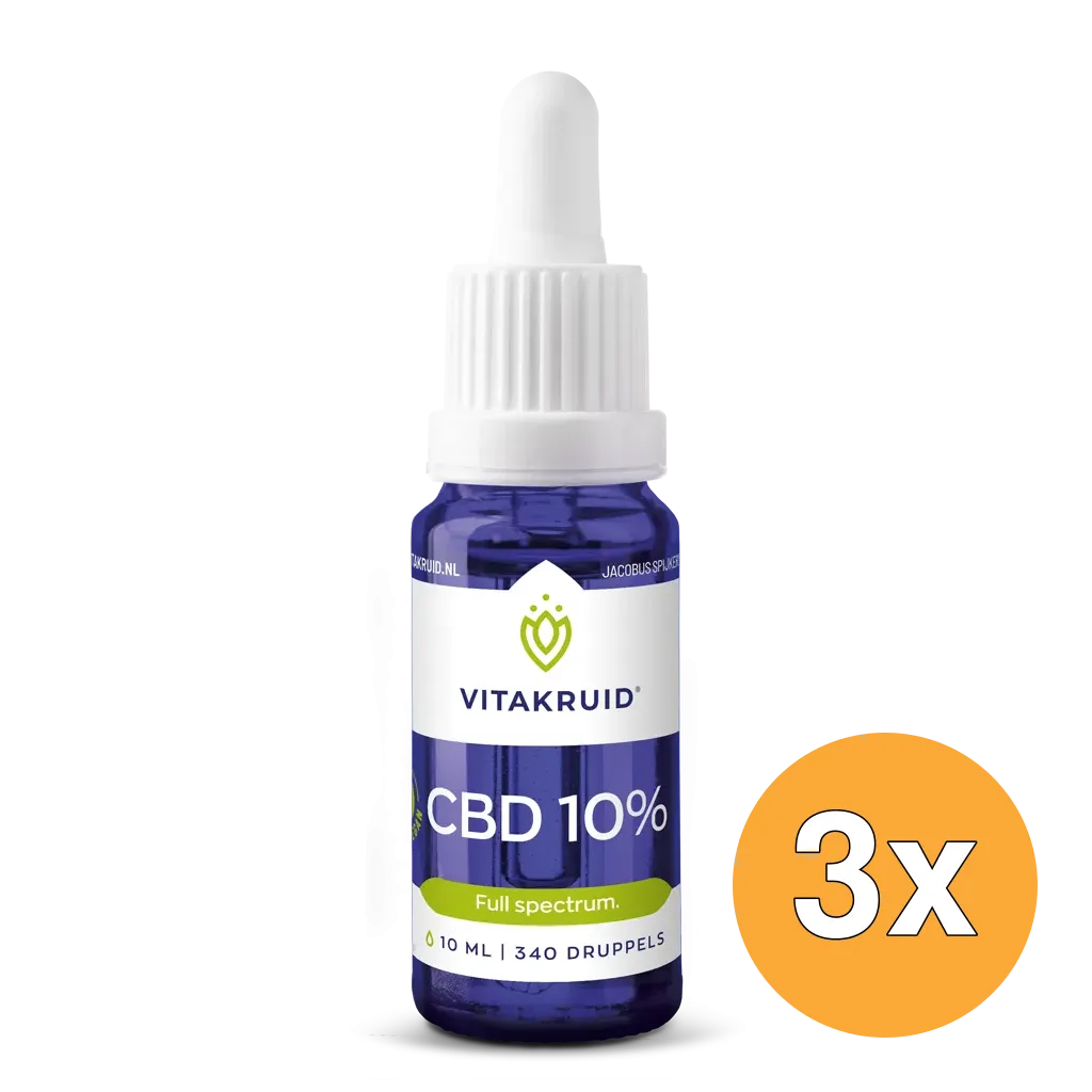 3x Vitakruid CBD Olie 10% Full Spectrum met MCT als Drager (10 ml)