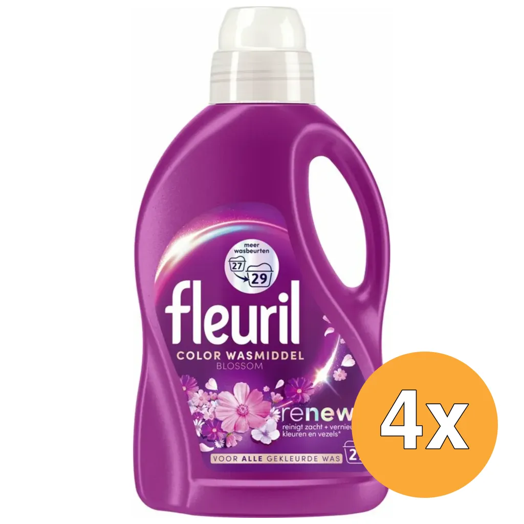 4x Fleuril Wasmiddel Renew Liquid Bloesem (1305 ml)
