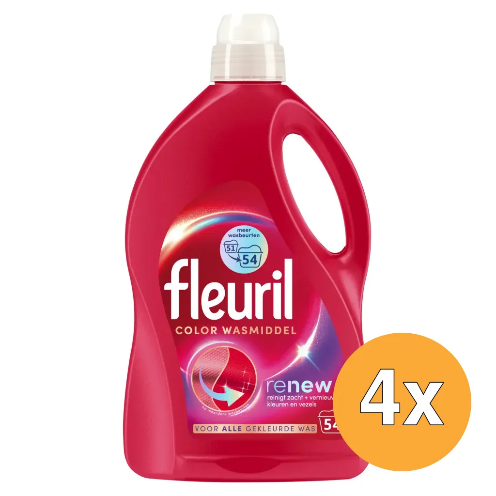 4x Fleuril Wasmiddel Renew Liquid Color (2430 ml)