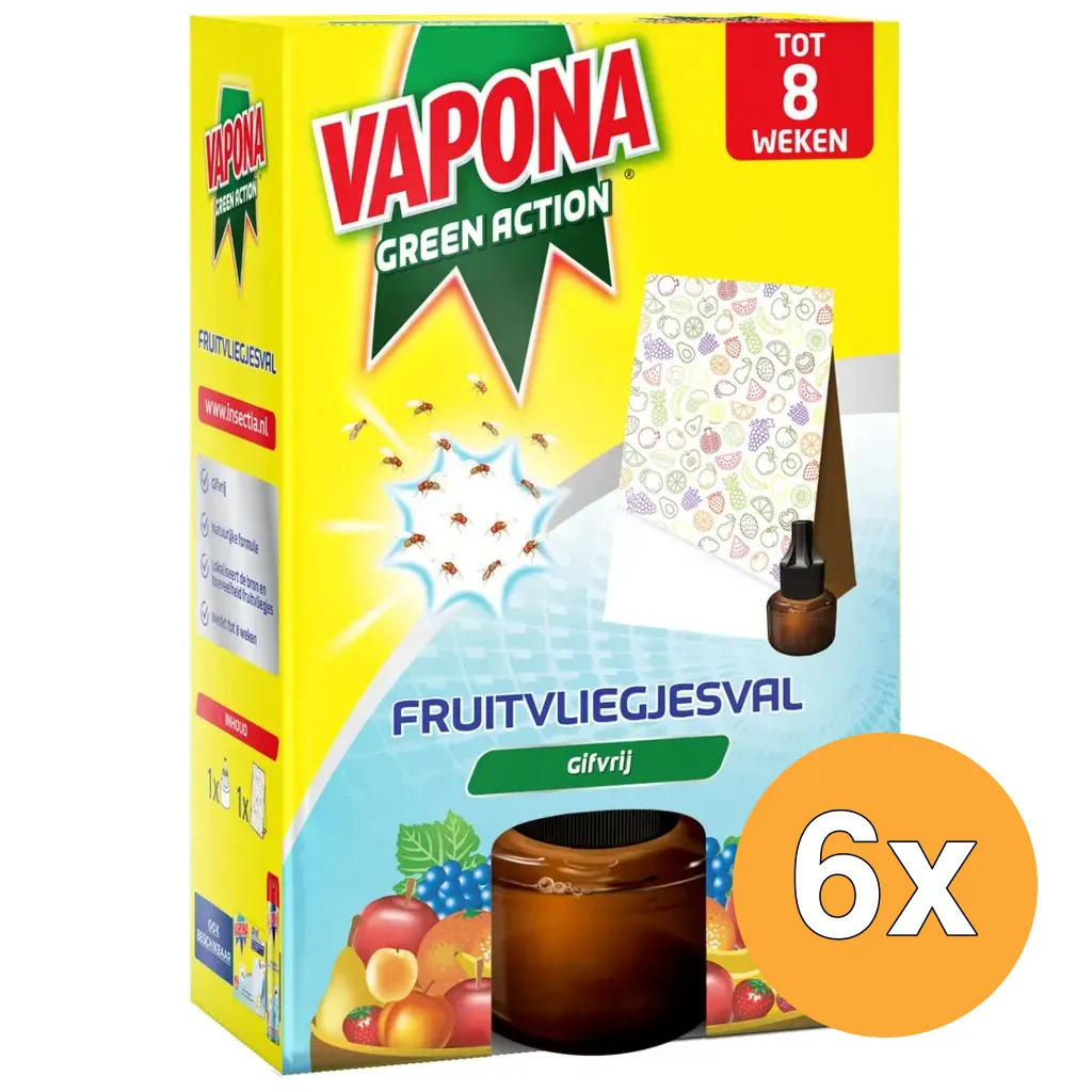6x Vapona Fruitvliegjesval (40 ml)