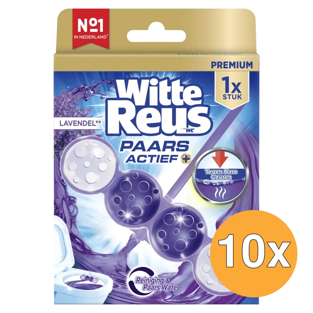 10x Witte Reus Wc Blok Kracht Actief Lavendel (50 gr)
