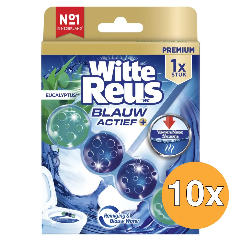 10x Witte Reus Wc Blok Blauw Actief Hygiene (50 gr)