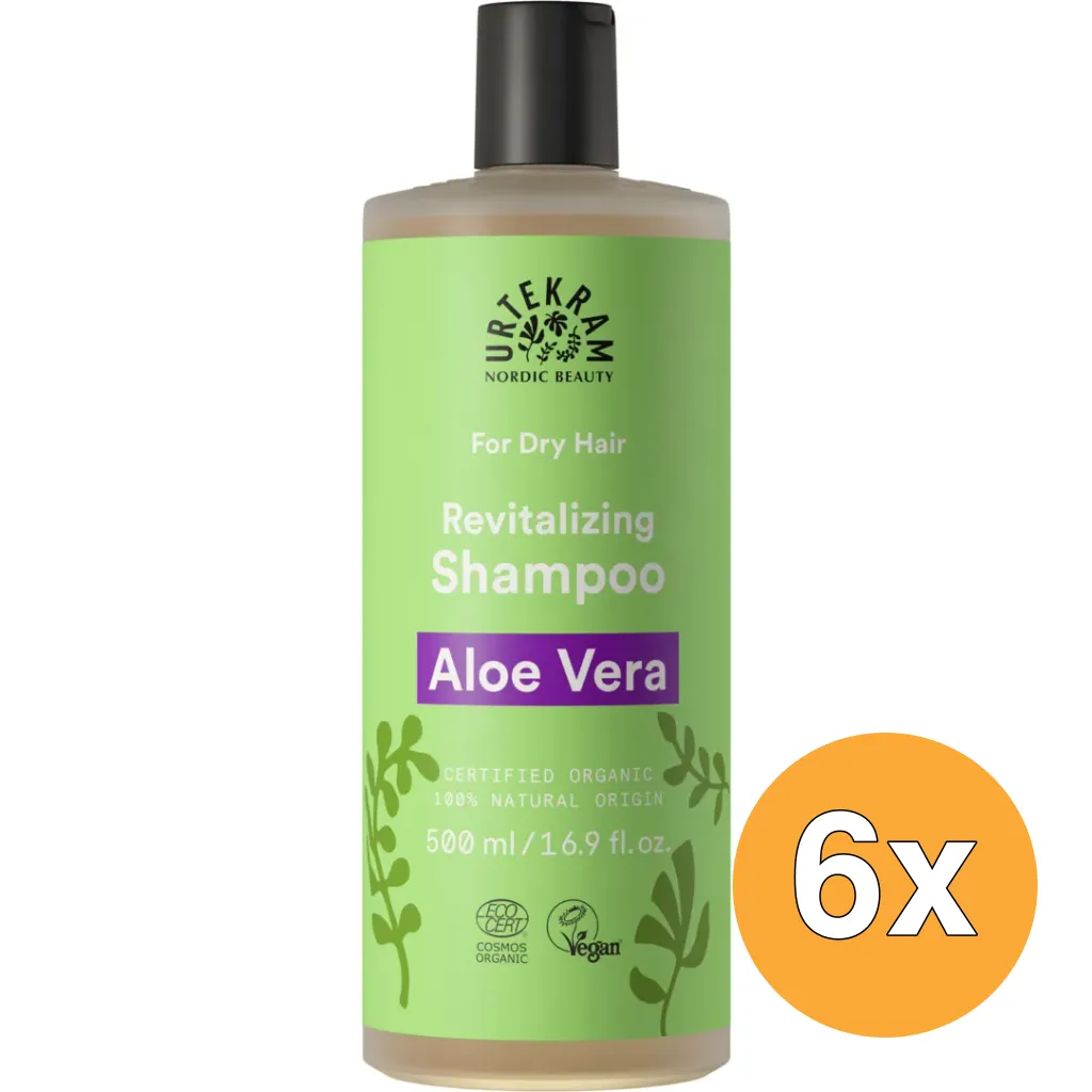 6x Urtekram Shampoo aloe vera droog haar (500 ml)