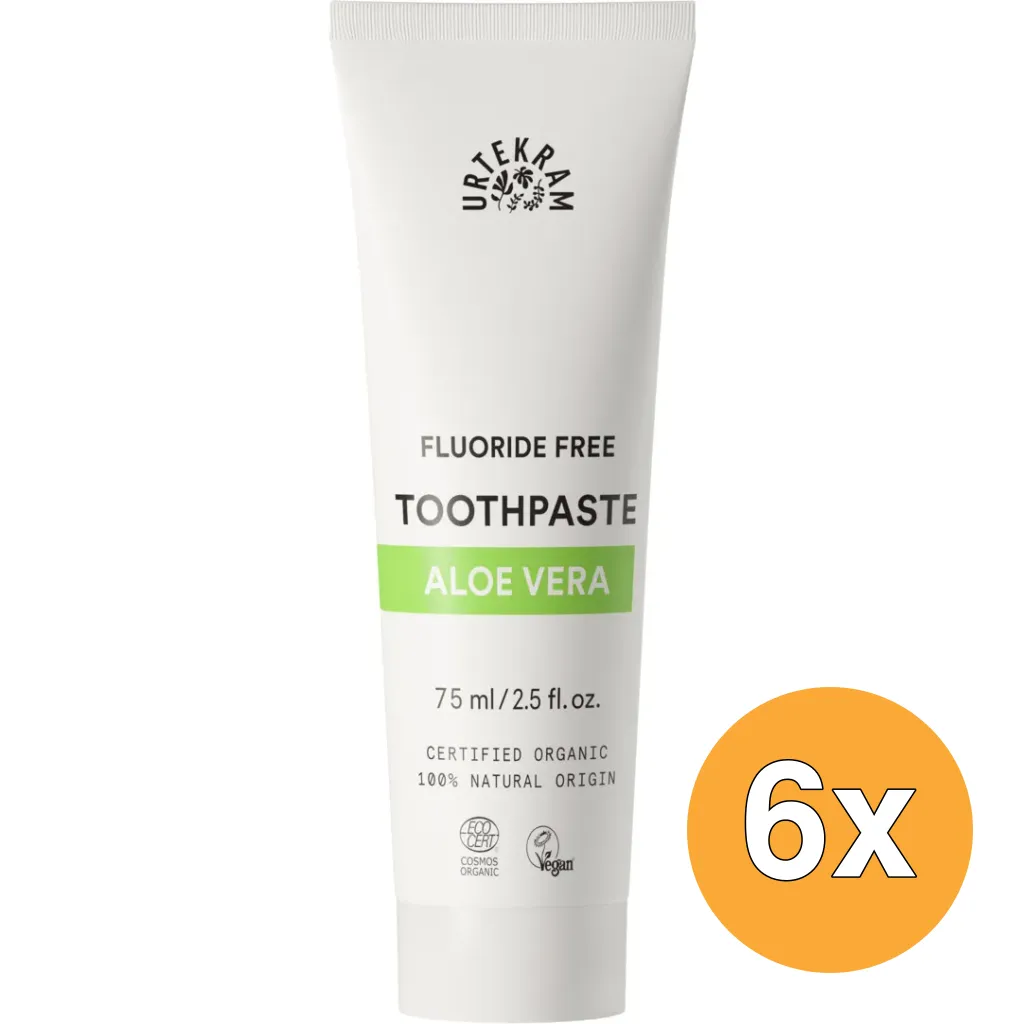6x Urtekram Tandpasta aloe vera (75 ml)