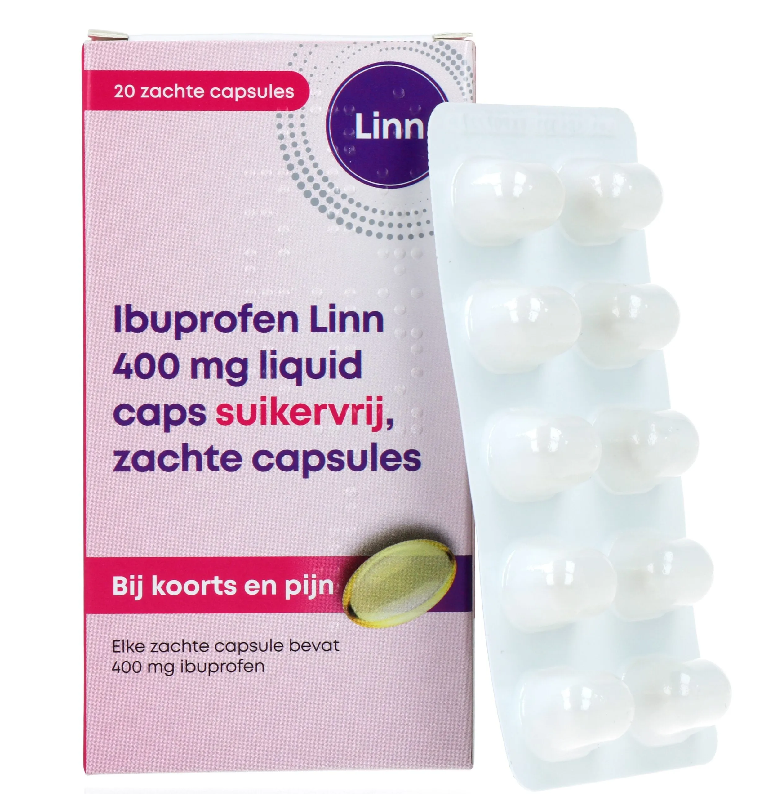 Linn Ibuprofen 400mg Suikervrij (20 capsules)