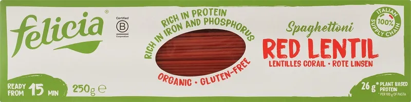 Felicia Glutenvrije Rode Linzen Spaghetti (250 gr)