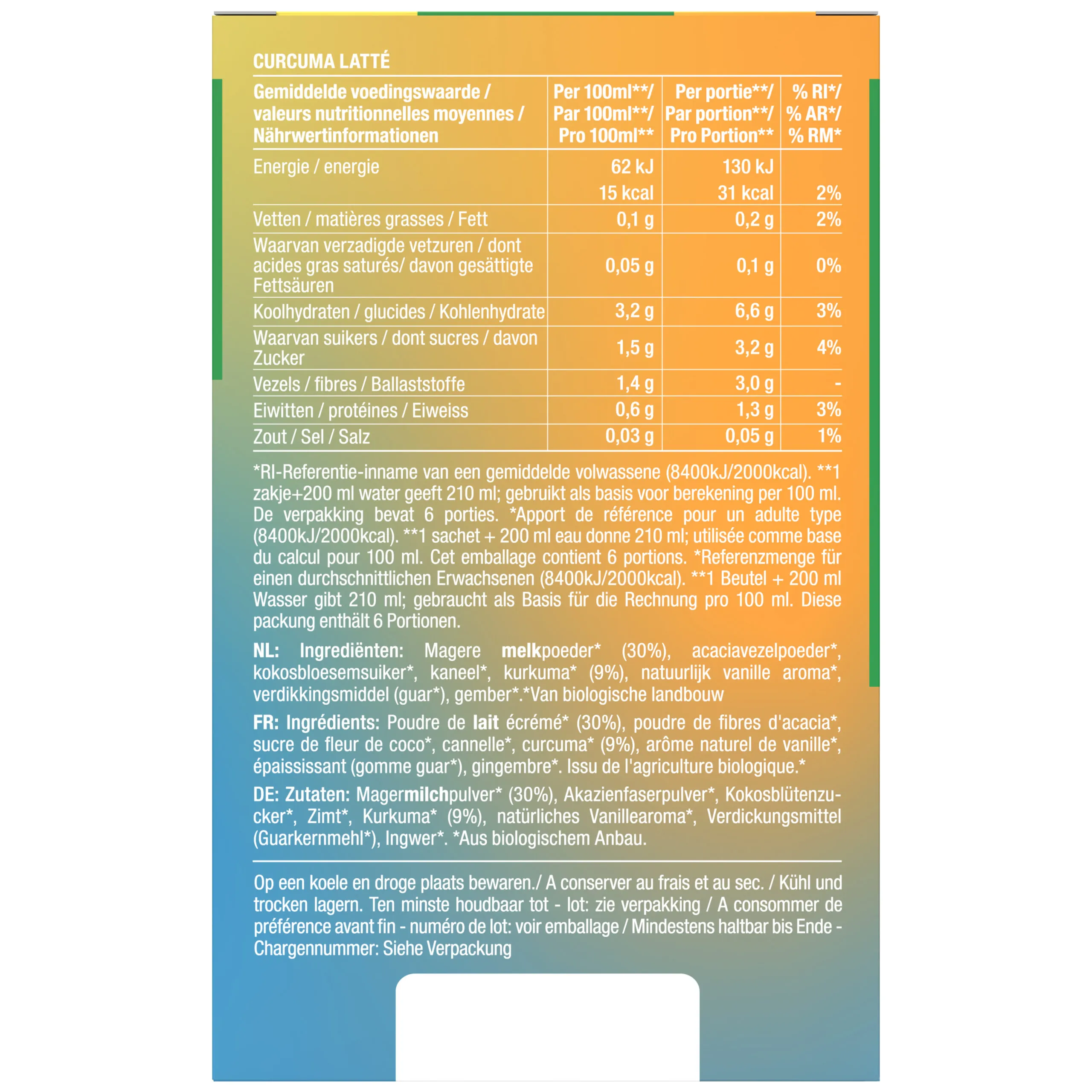 Purasana Instant Curcuma Latte 6x10g Bio (60 gr) - image 2