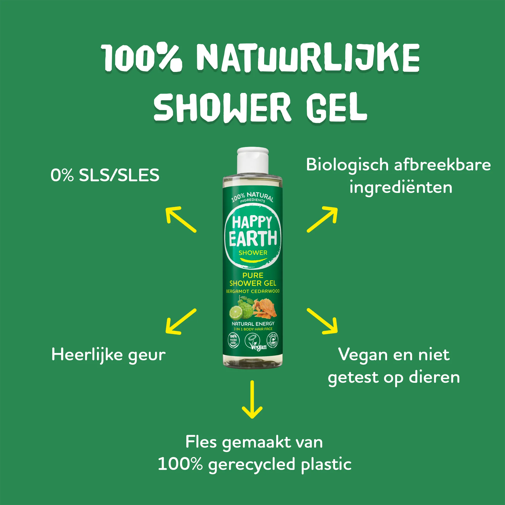 Happy Earth Douchegel Bergamot Cedarwood (300 ml) - image 2