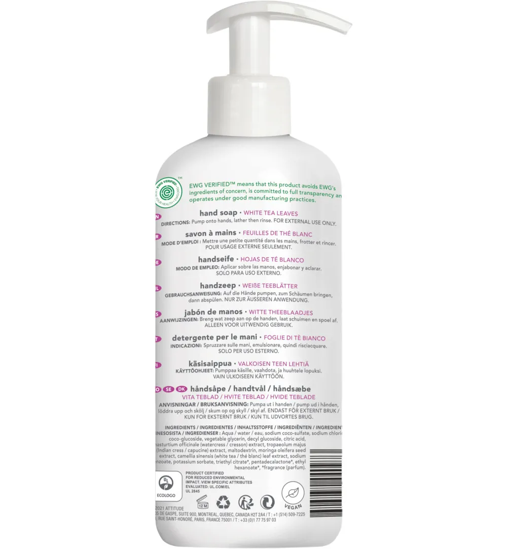 Attitude Super Leaves Handzeep white tea leaves (473 ml)