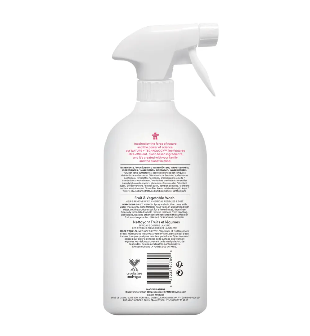 Attitude Nature+ Fruit en Groente Reiniger (800 ml) - image 3