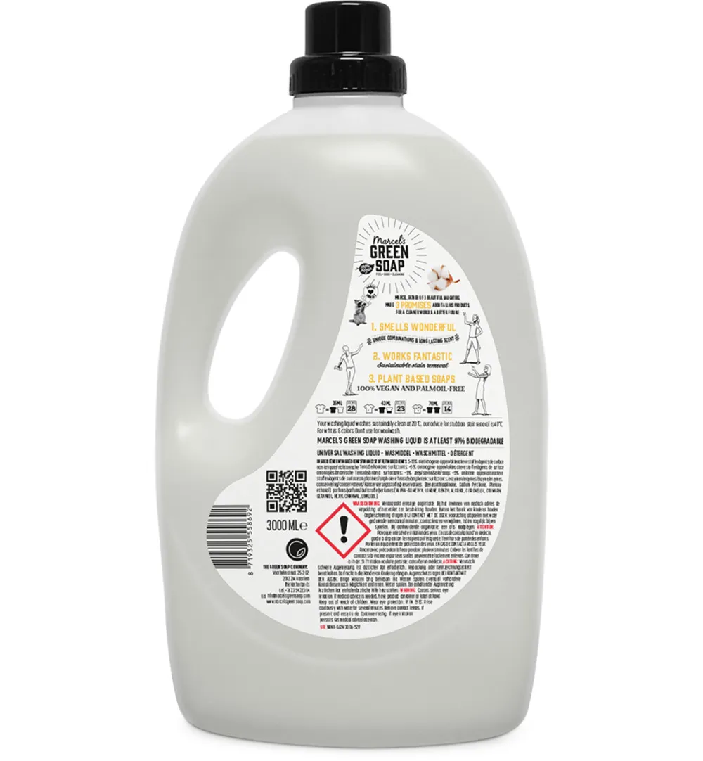 Marcel's Green Soap Wasmiddel Universeel Vanille & Katoen (3000 ml)