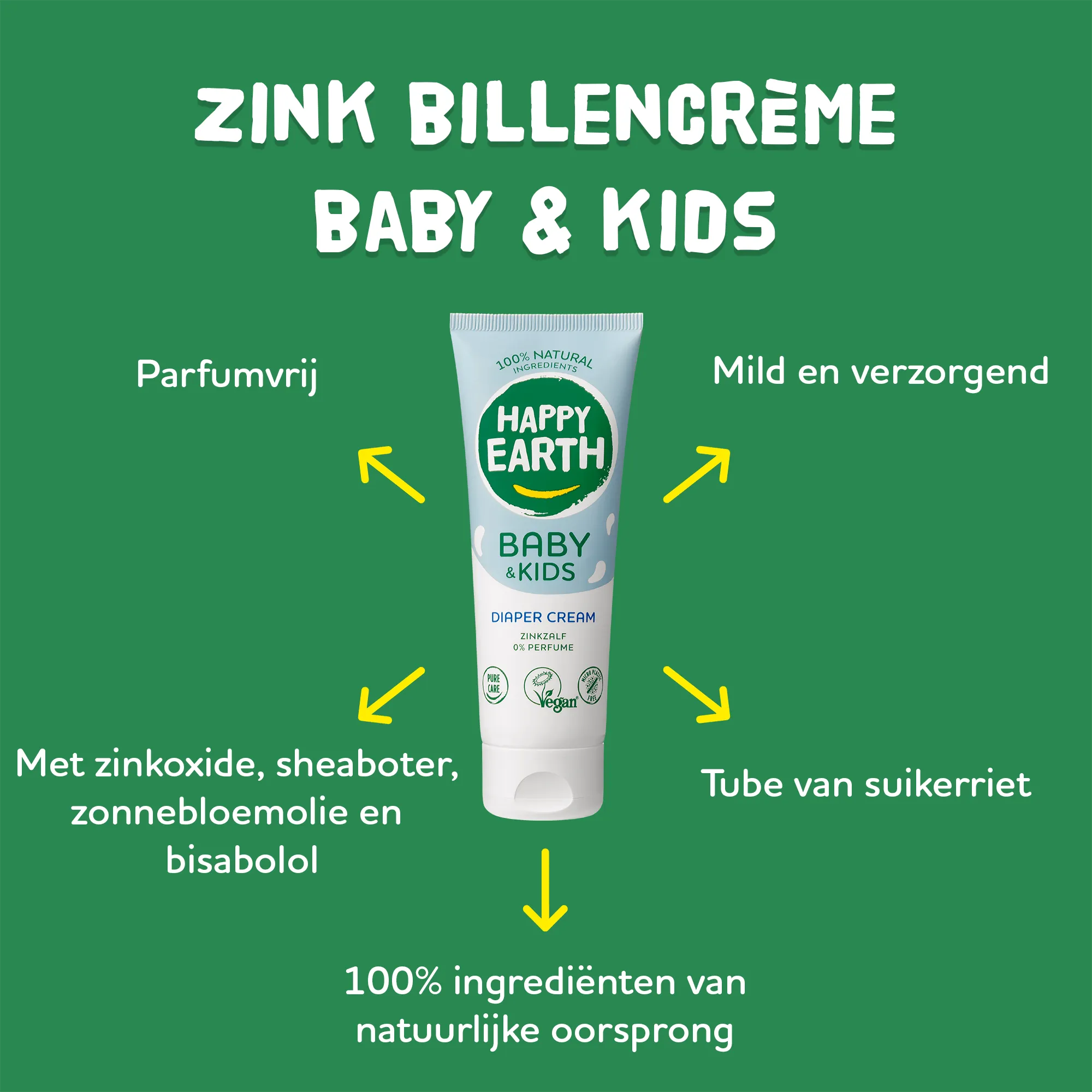 Happy Earth Billencreme zink voor baby & k ids (75 ml) - image 2