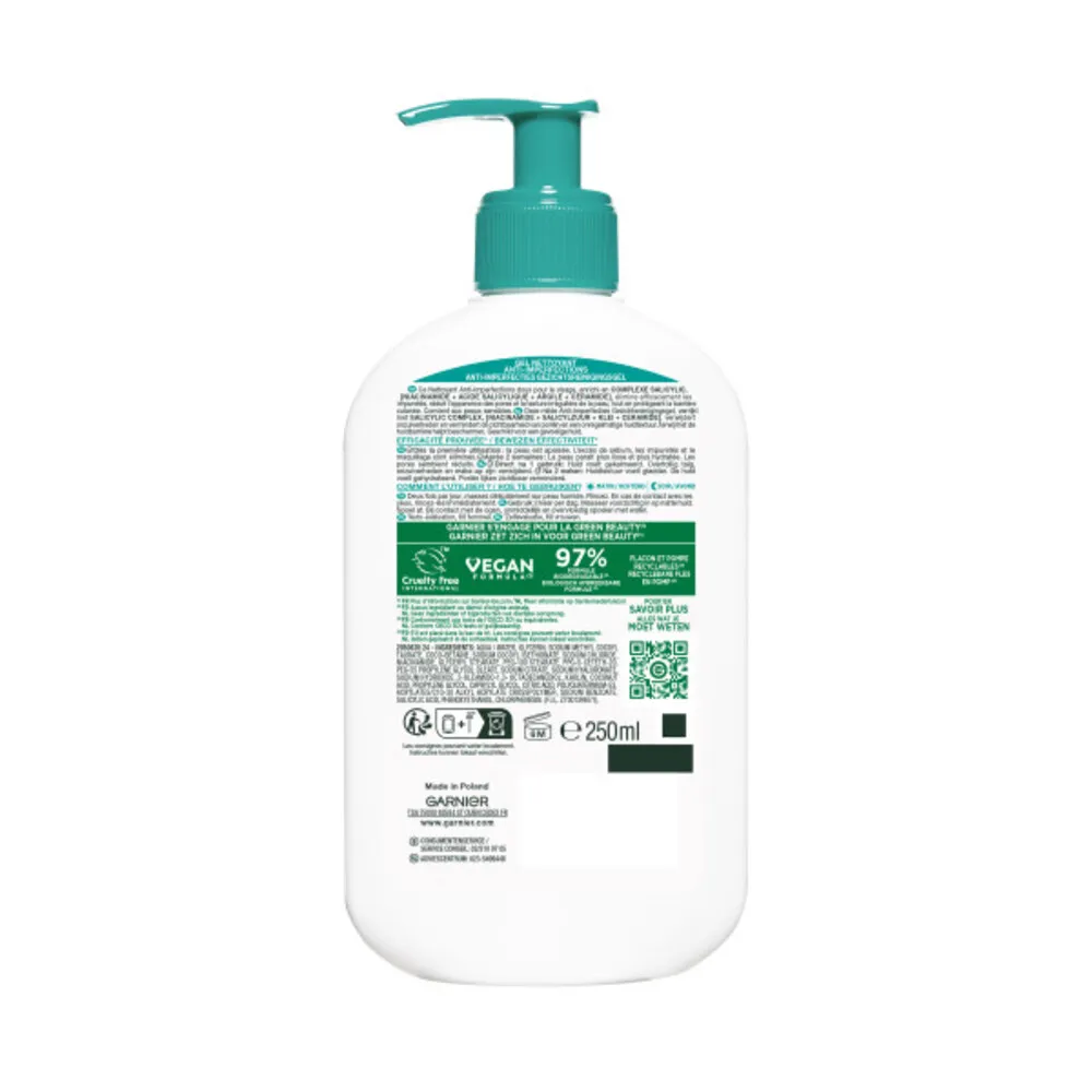 Garnier PureActive Schuimende Gezichtsreinigingsgel (250 ml)