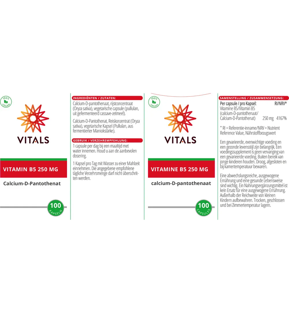 Vitals Vitamine B5 250 mg (100 capsules) - image 3