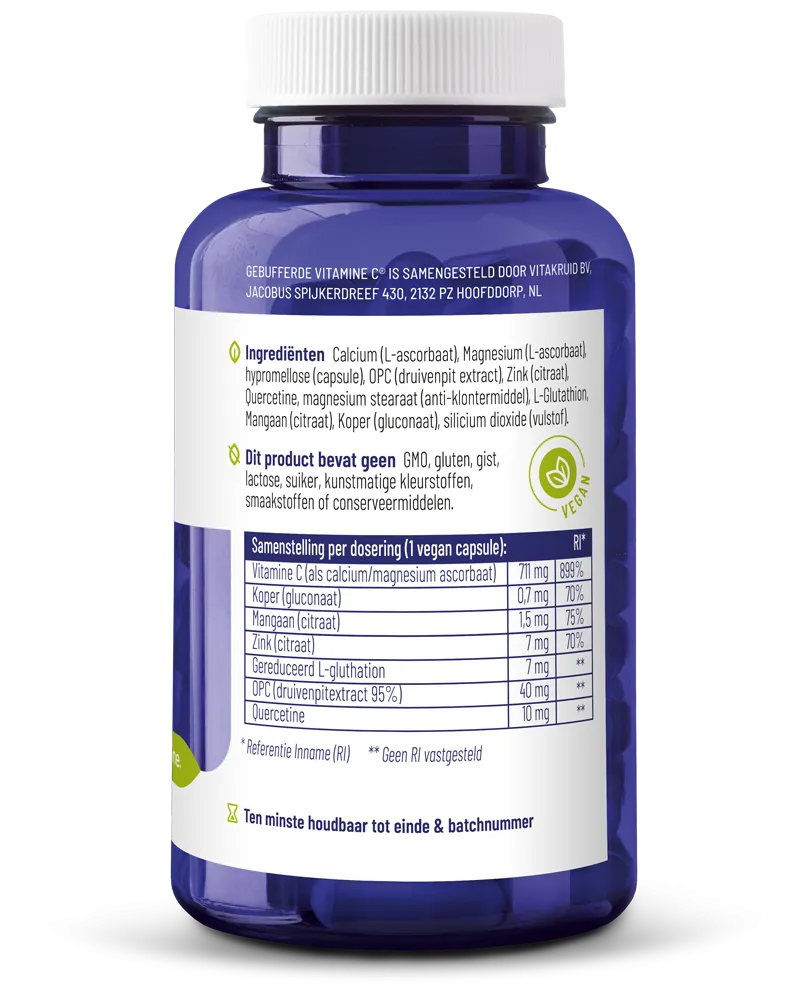 Vitakruid Gebufferde Vitamine C met Zink OPC Quercetine (90 vega capsules) - image 2
