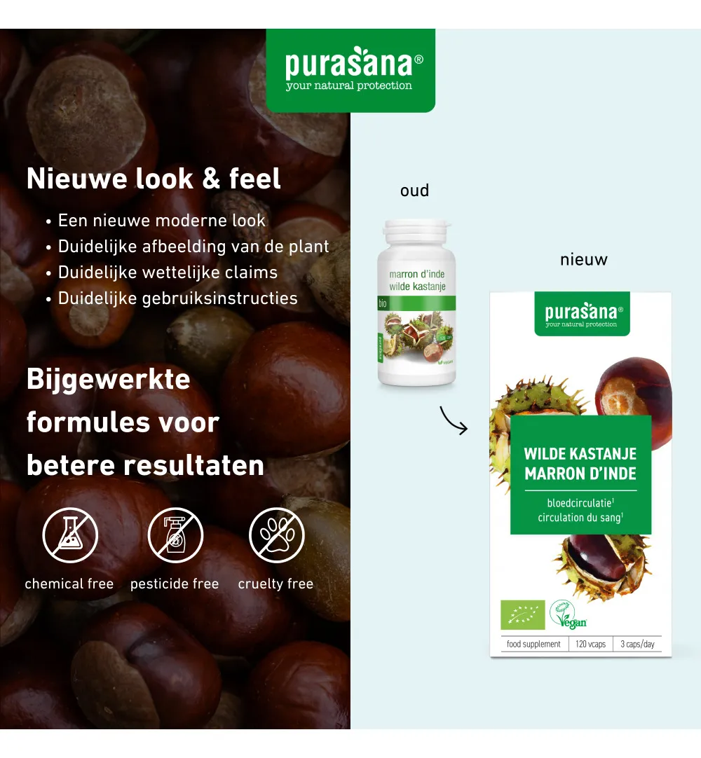 Purasana Wilde Kastanje/Marron D'Inde Vegan Bio (120 vega capsules) - image 7