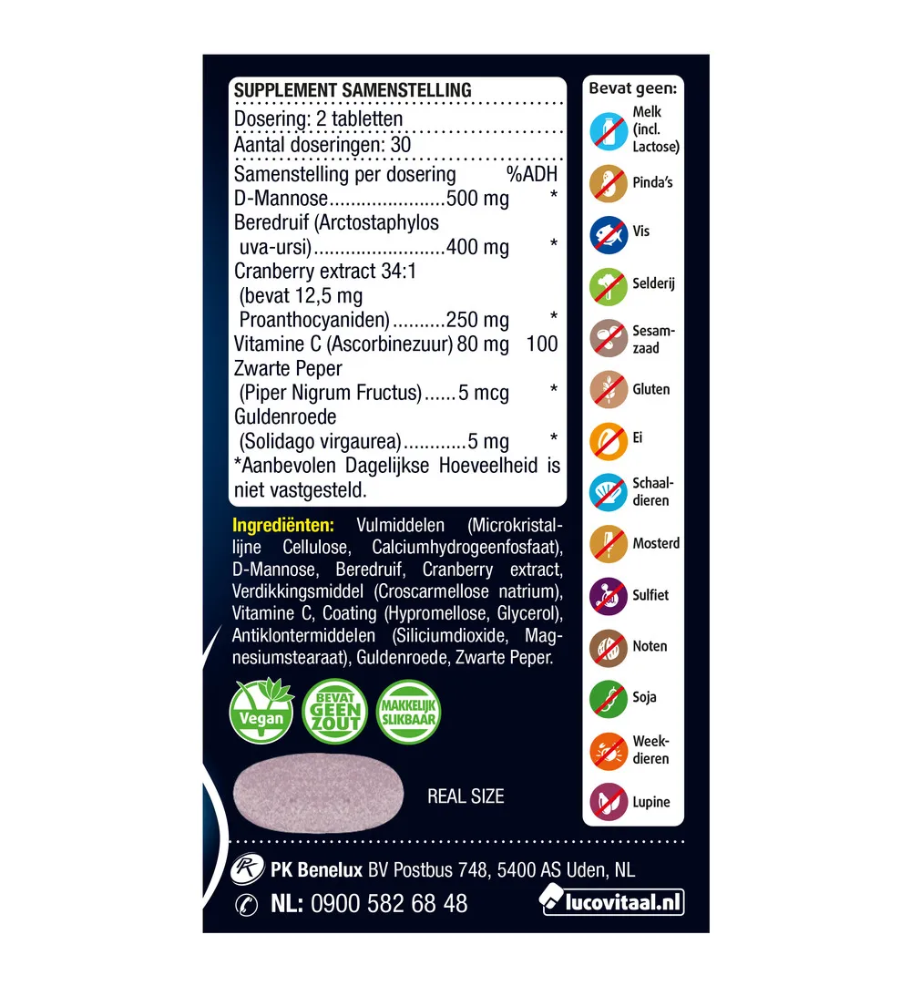 Lucovitaal D-Mannose Cranberry (60 tabletten) - image 2