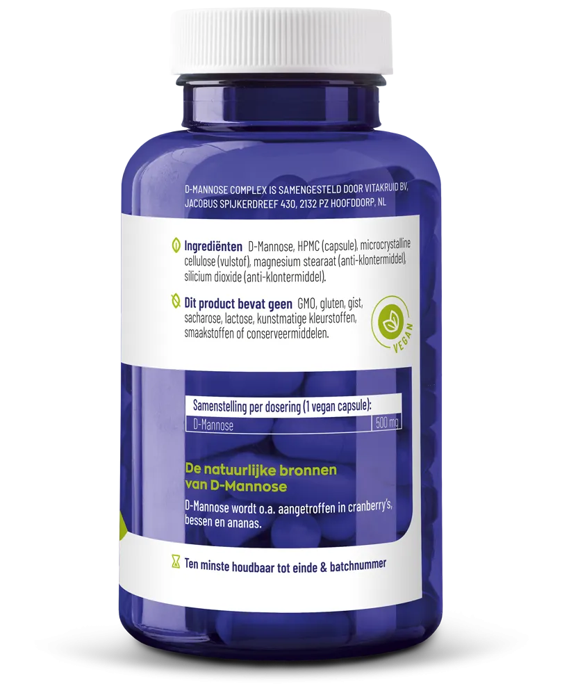Vitakruid D-Mannose 500 (90 vega capsules) - image 2