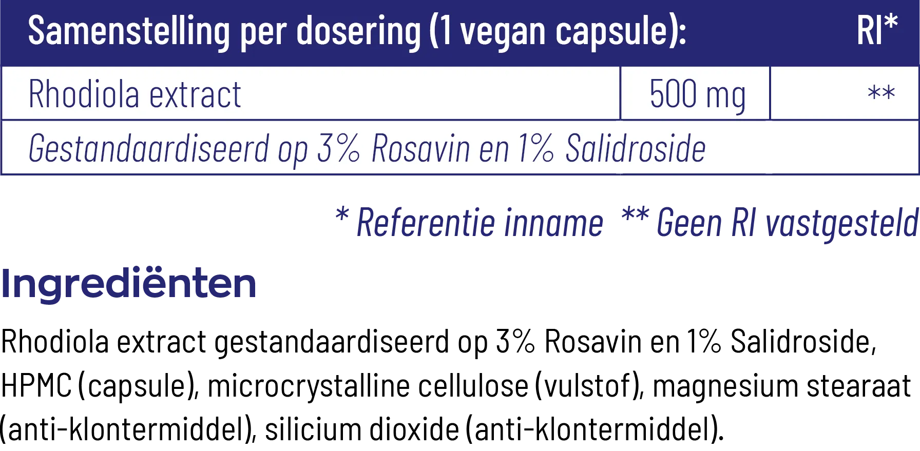 Vitakruid Rhodiola Extract 500 mg 3% Rosavin 1% Salidroside (60 vega capsules) - image 3