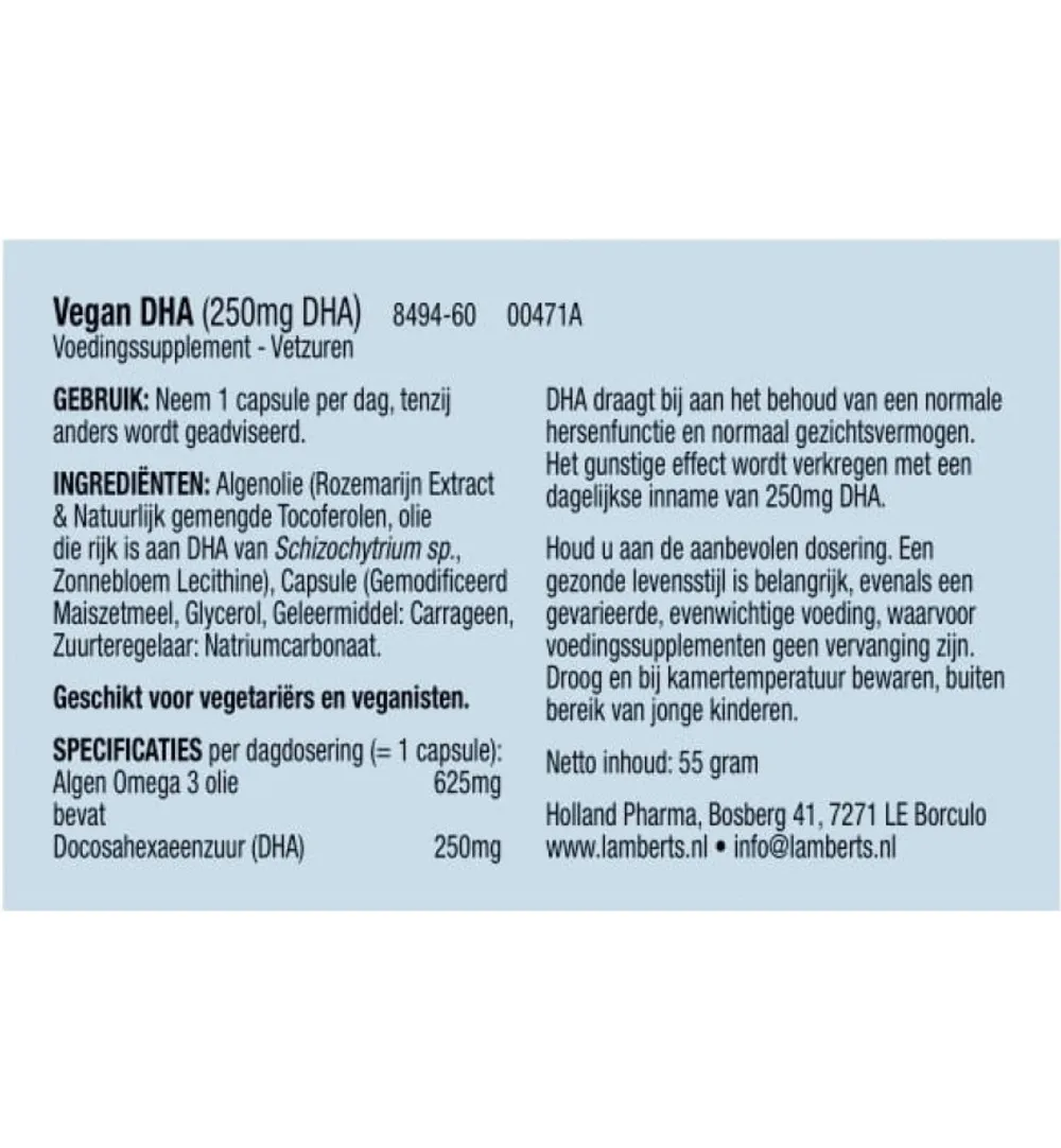 Lamberts Vegan Dha 250Mg (60 capsules)