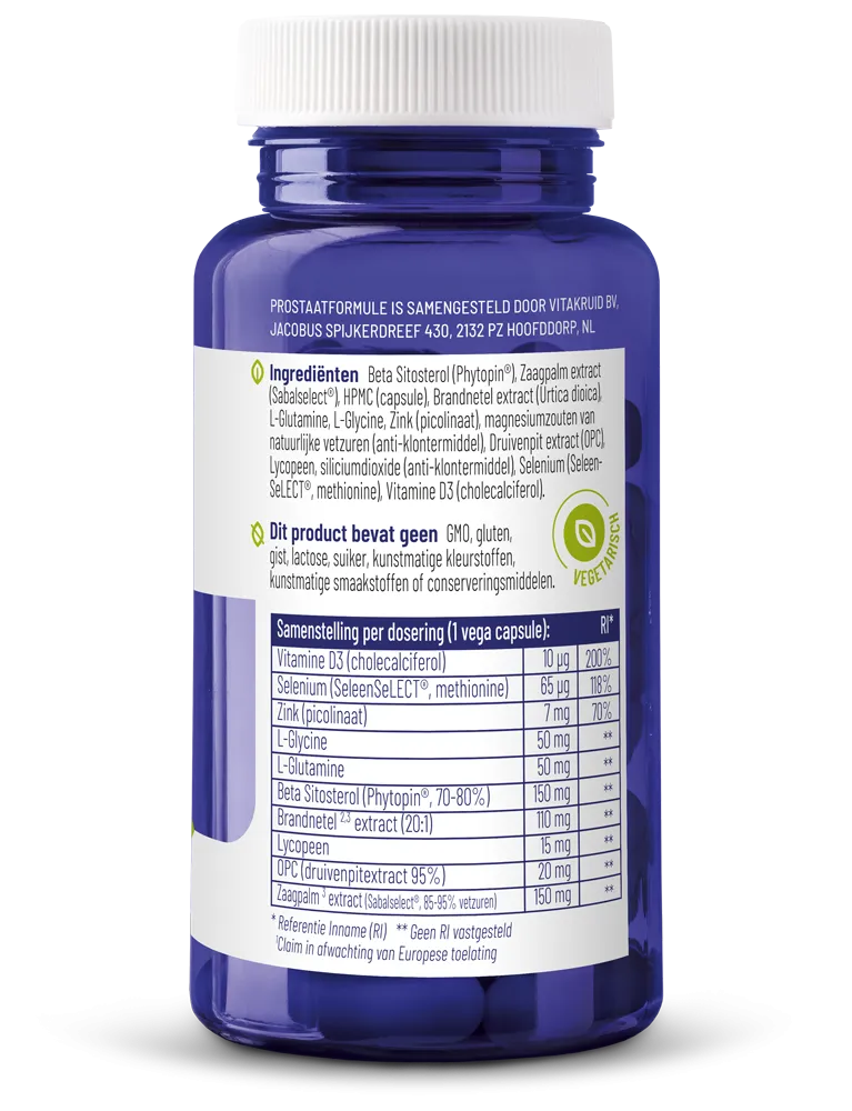 Vitakruid Prostaatformule Oa Zaagpalm, Brandnetel & Zink (60 vega capsules) - image 2