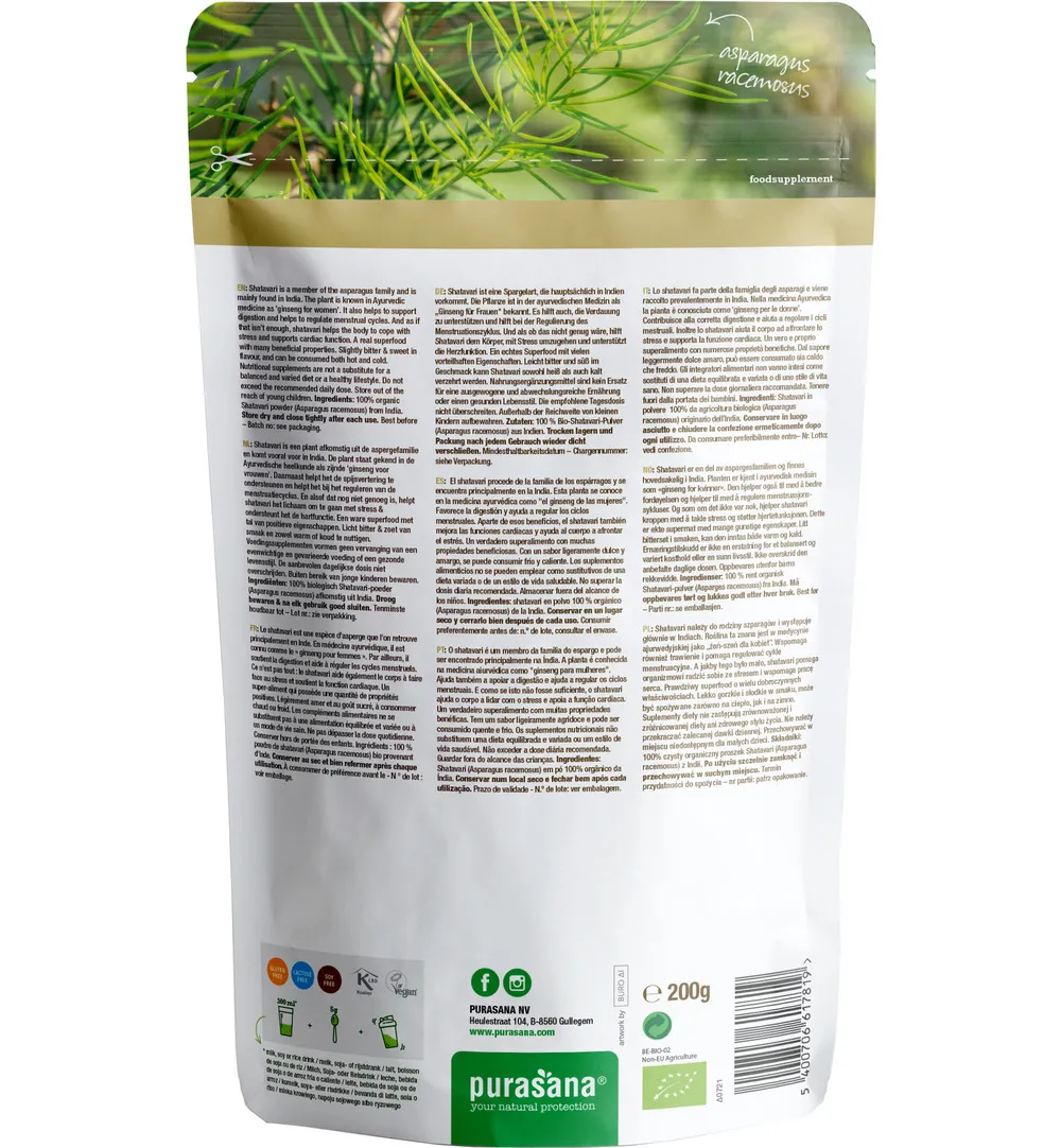 Purasana Shatavari Poeder - Vegan Bio (200 gr)