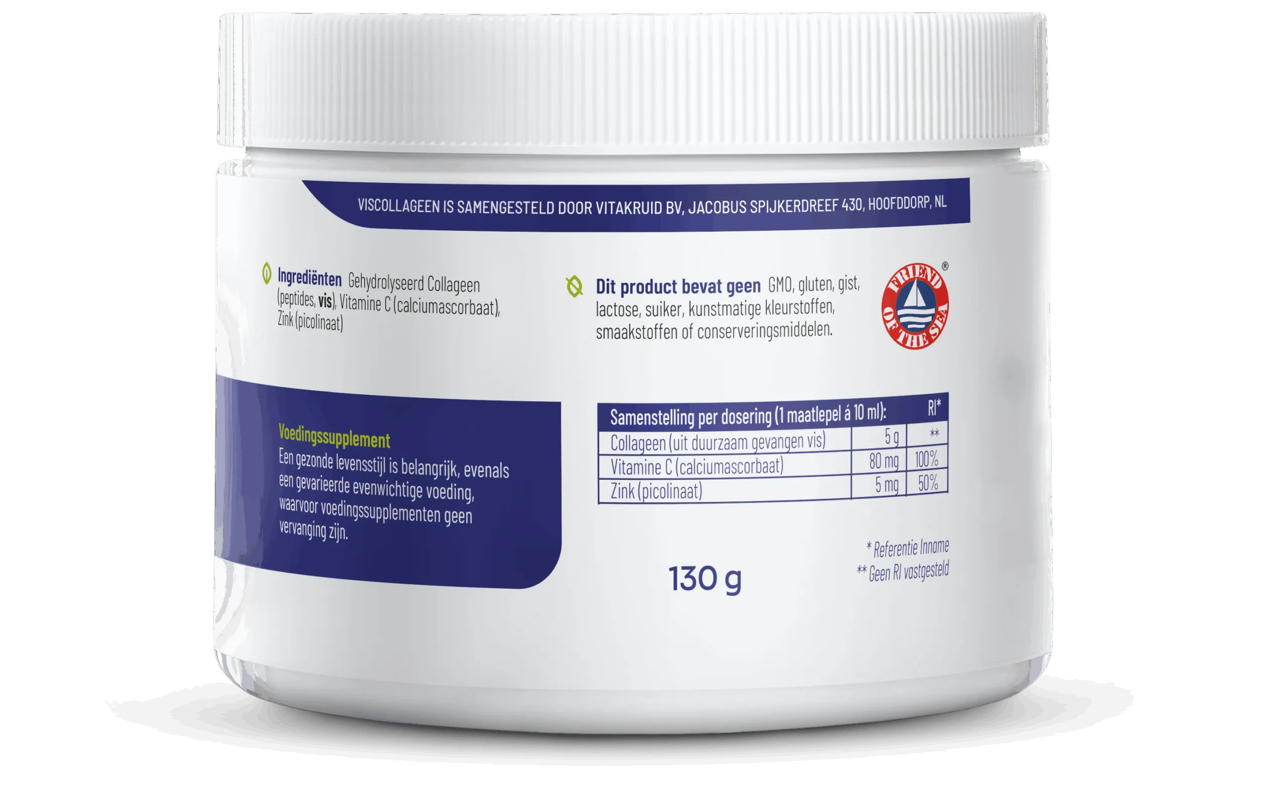 Vitakruid Viscollageen 99% Puur Collageen Vitamine C & Zink (130 gr) - image 2