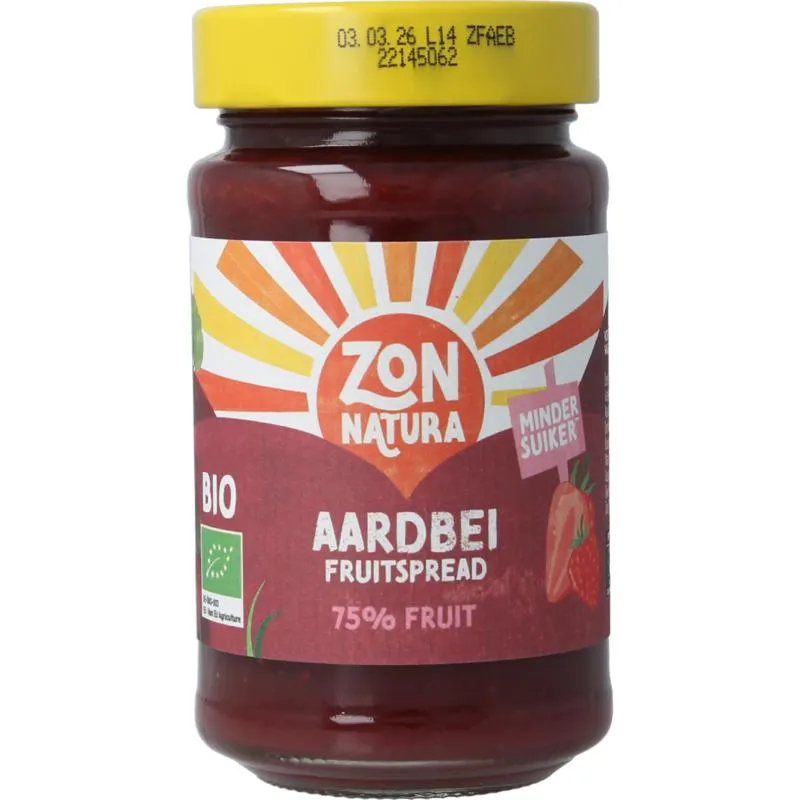 Zonnatura Fruitspread aardbei 75% bio (250 gr)