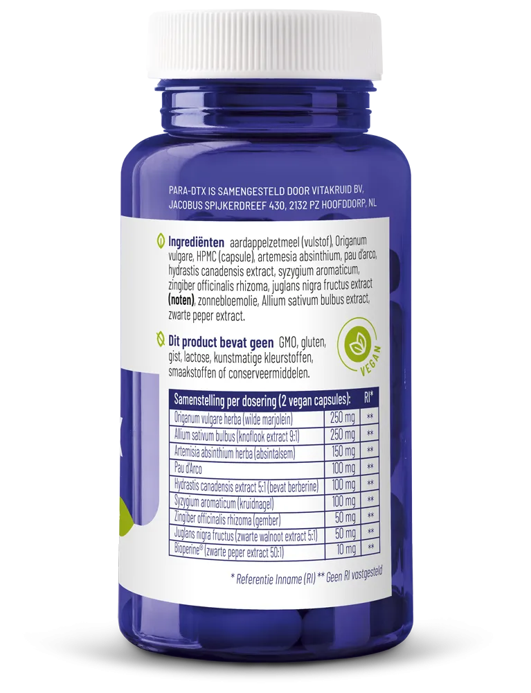 Vitakruid PARA-DTX Kruidenformule Oregano & Knoflook (60 vega capsules) - image 2