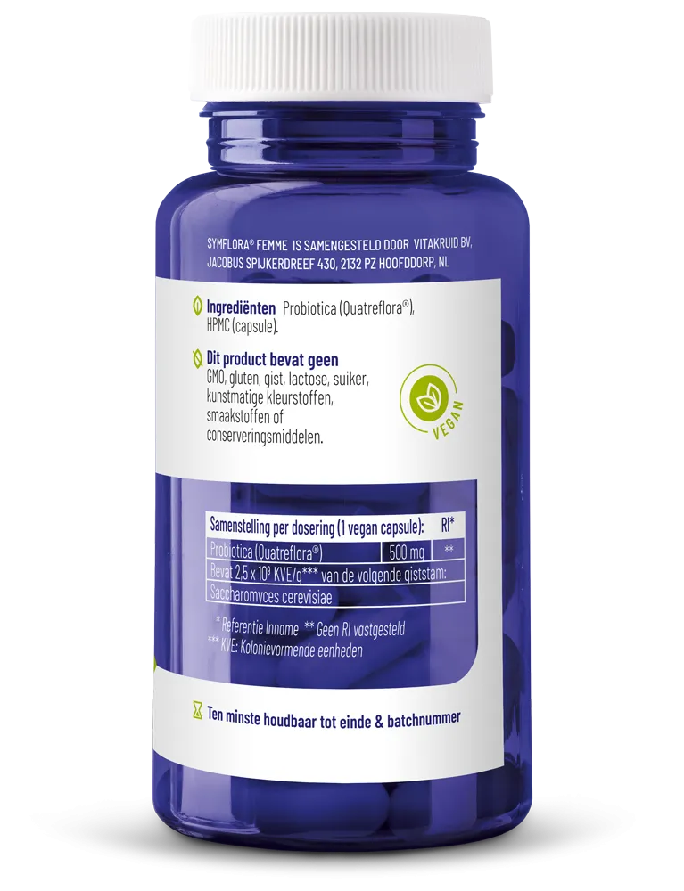 Vitakruid Symflora® Femme Probiotica voor Vrouwen (90 vega capsules) - image 2