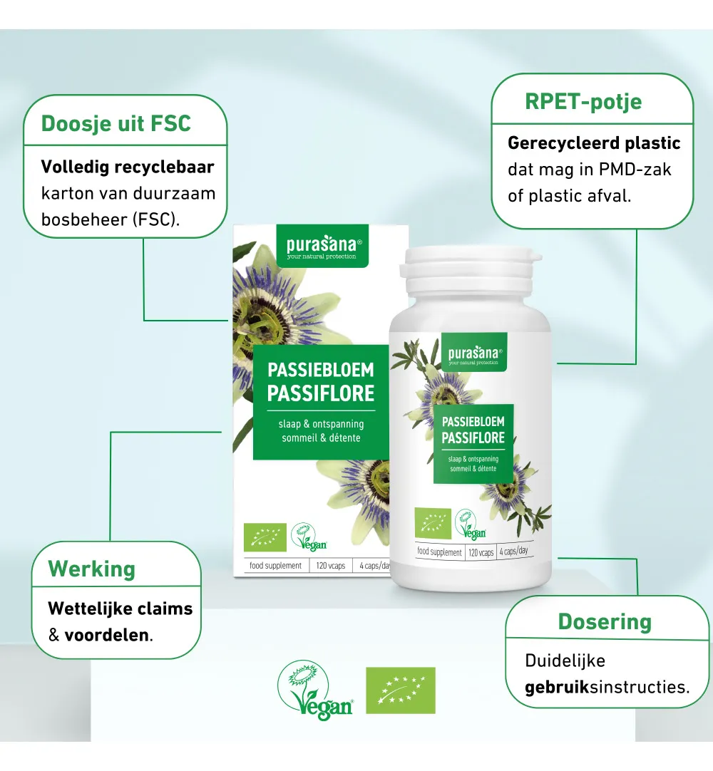 Purasana Passiebloem capsules 125 mg 120 (120 vega capsules) - image 8