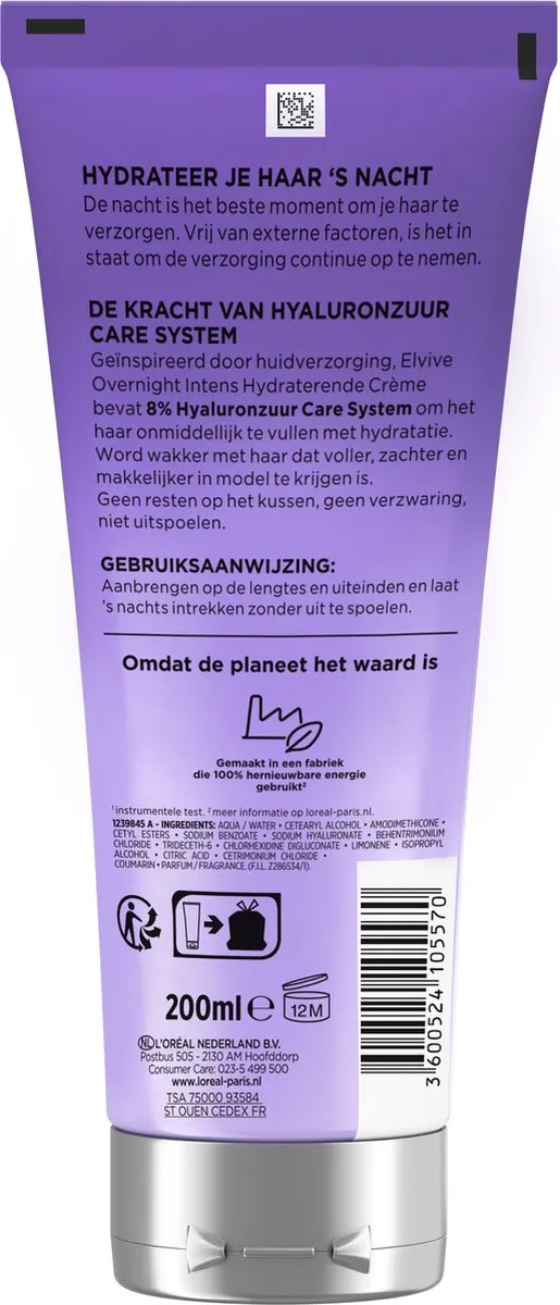 L'Oréal Paris Elvive Overnight Cream Hydra Hyaluronic (200 ml)