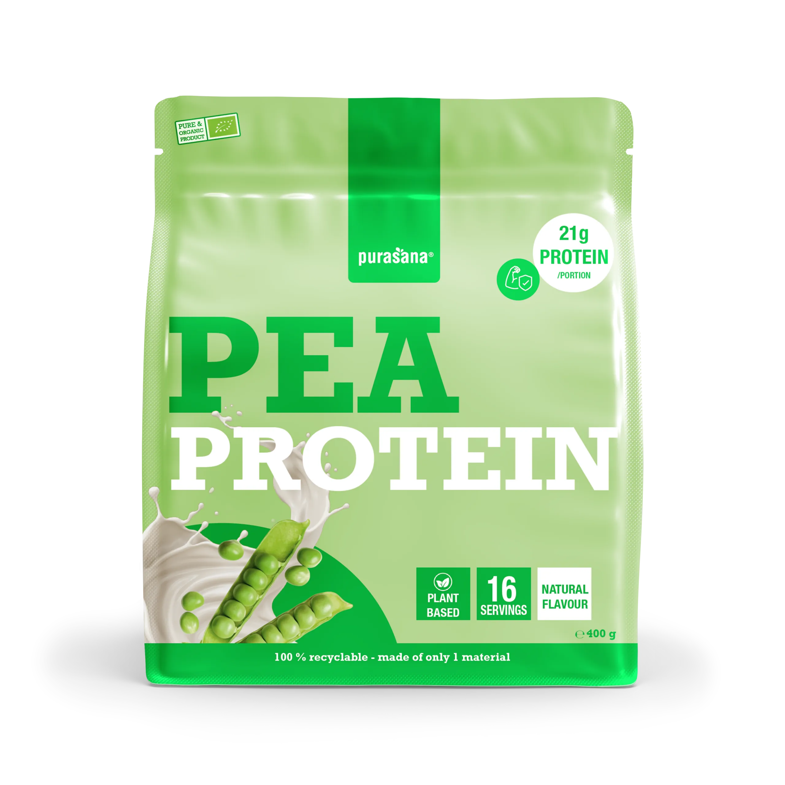 Purasana Plant Protein Erwt Natuur Bio (400 gr)