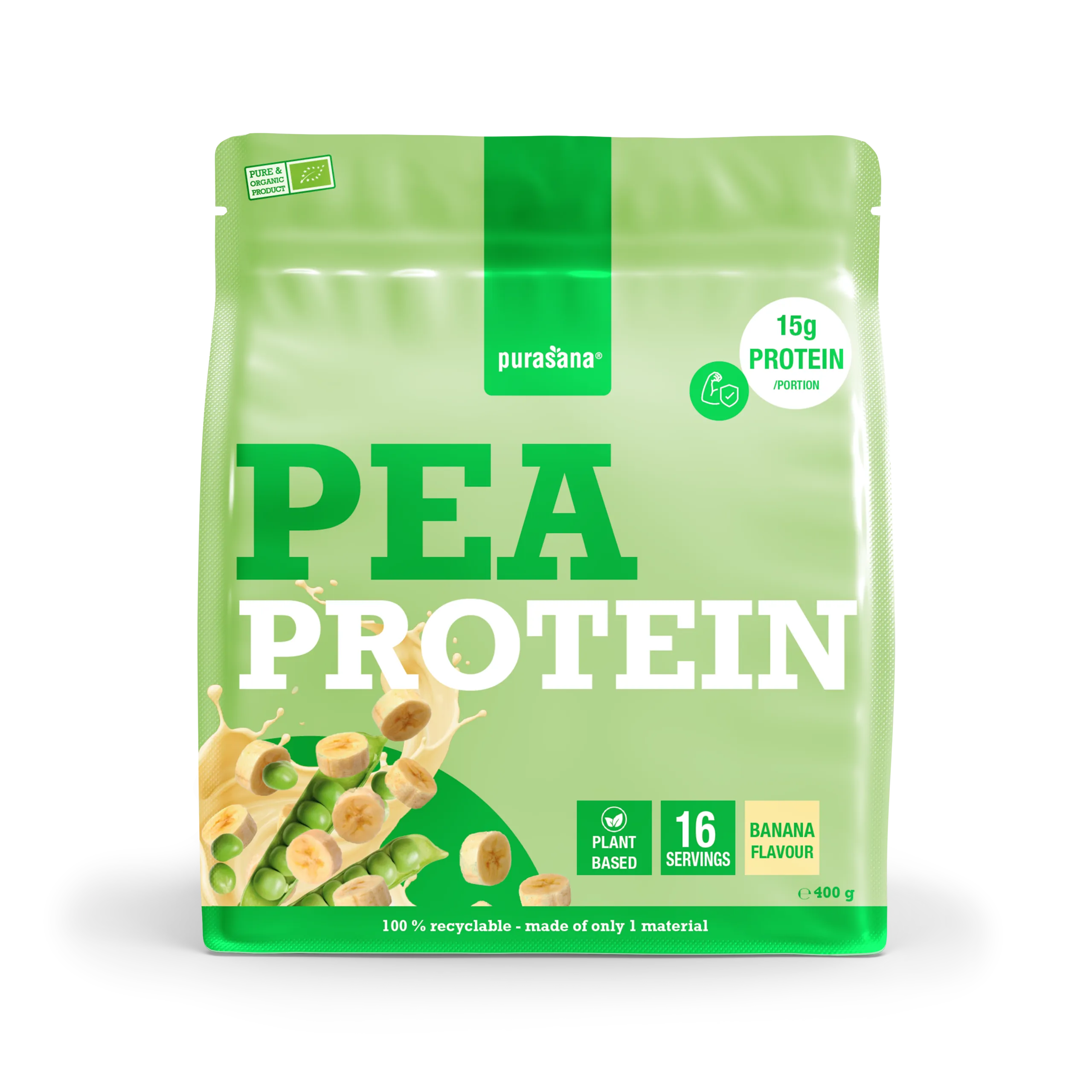 Purasana Plant Protein Erwt Banaan Bio (400 gr)