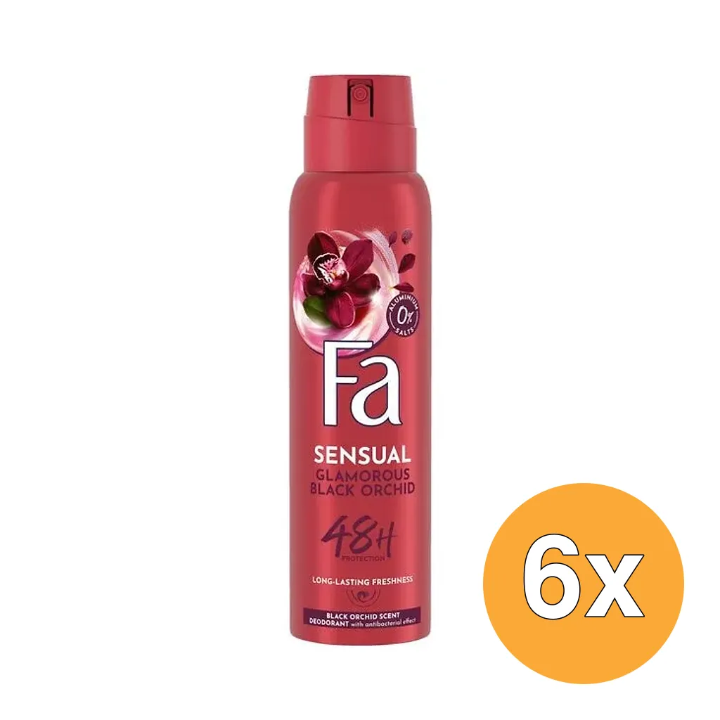 6x Fa Sensual Glamorous Black Orchid Deodorant Spray (150 ml)