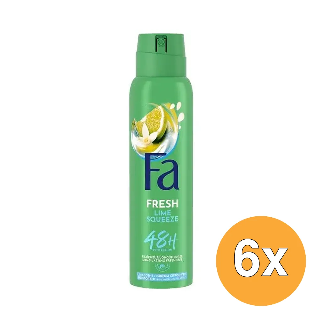 6x Fa Deodorant Spray Fresh Lime Squeeze (150 ml)