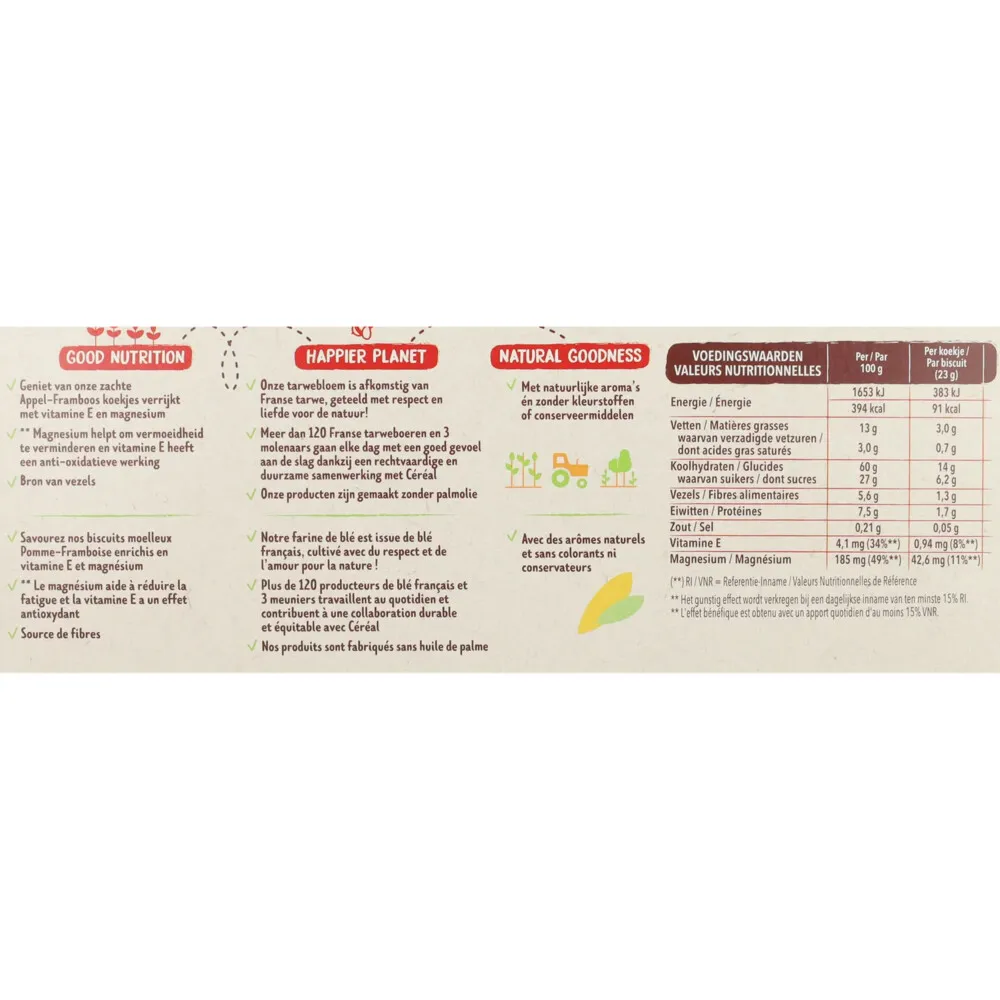 Céréal Zachte Koekjes Appel-Framboos (138 gr)