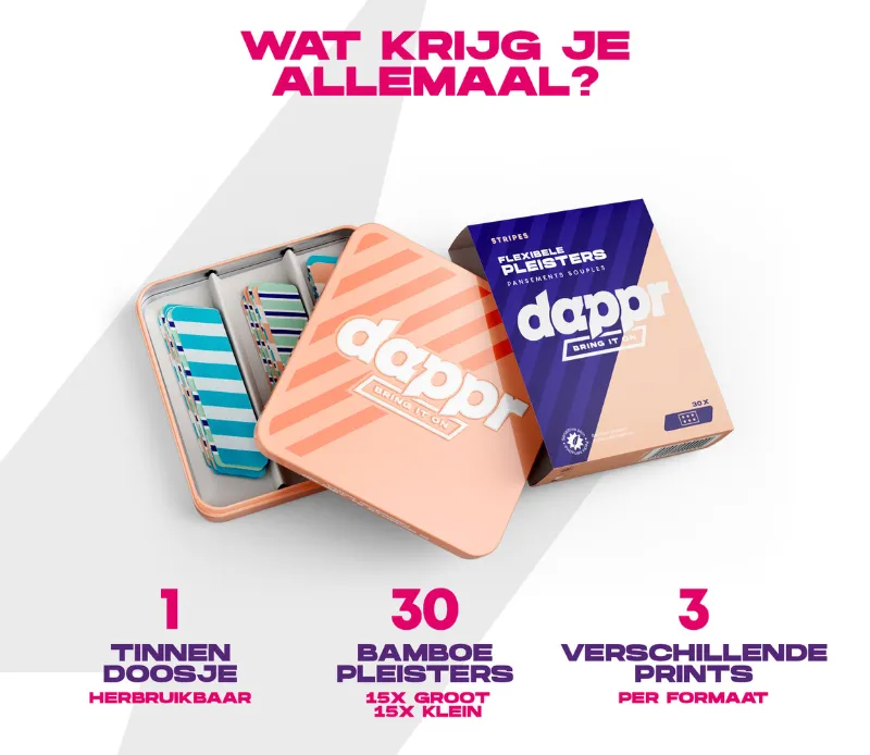 Dappr Sensitive Pleisters Stripes (30 stuks) - image 2