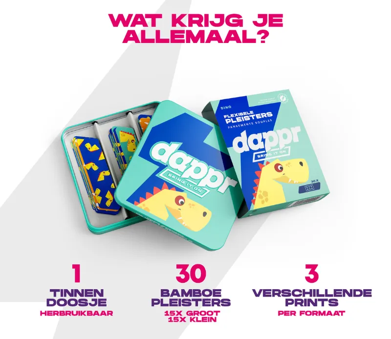 Dappr Sensitive Pleisters Dino (30 stuks) - image 2