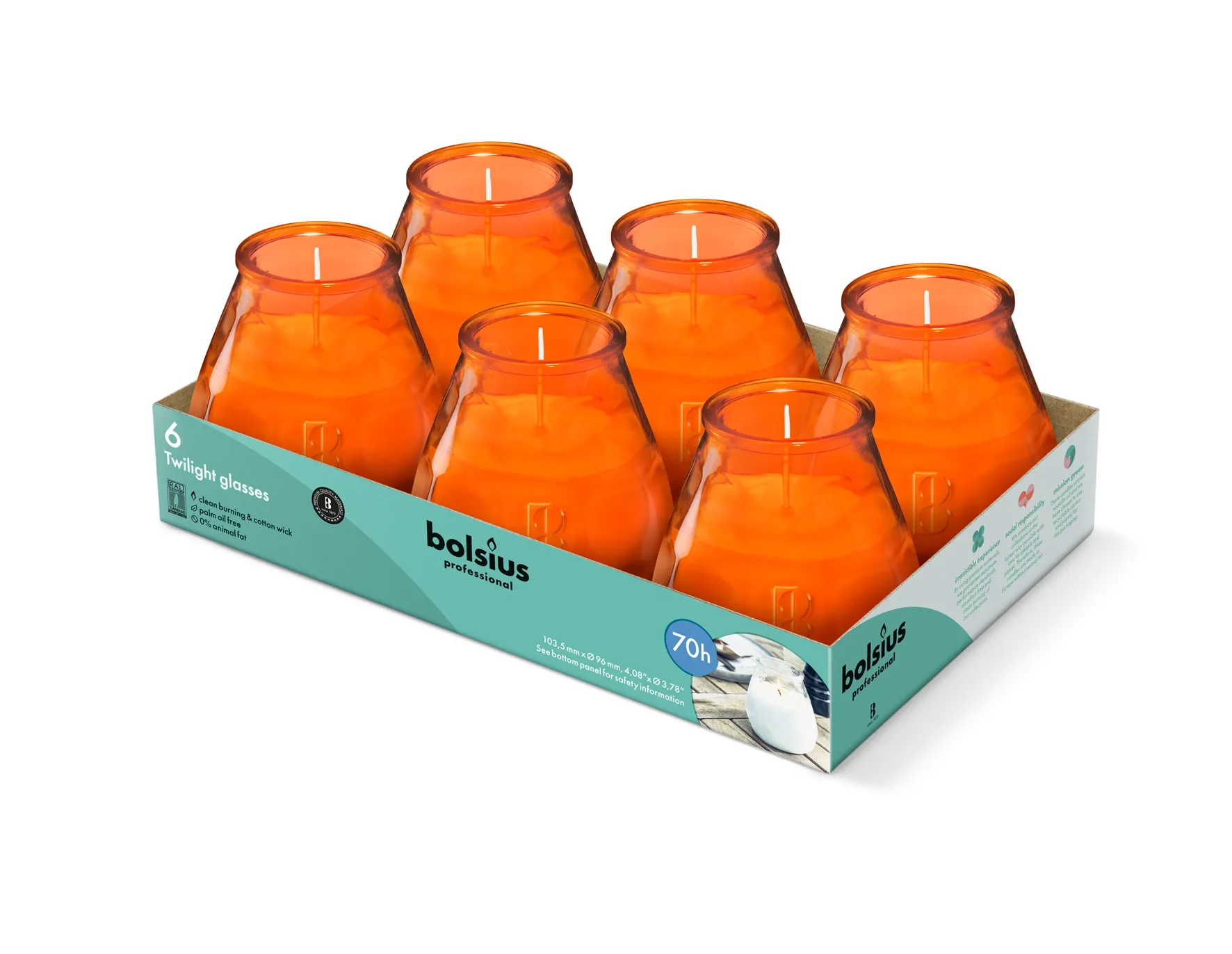 Bolsius Horeca Twilight 104/99 Oranje (6 stuks)