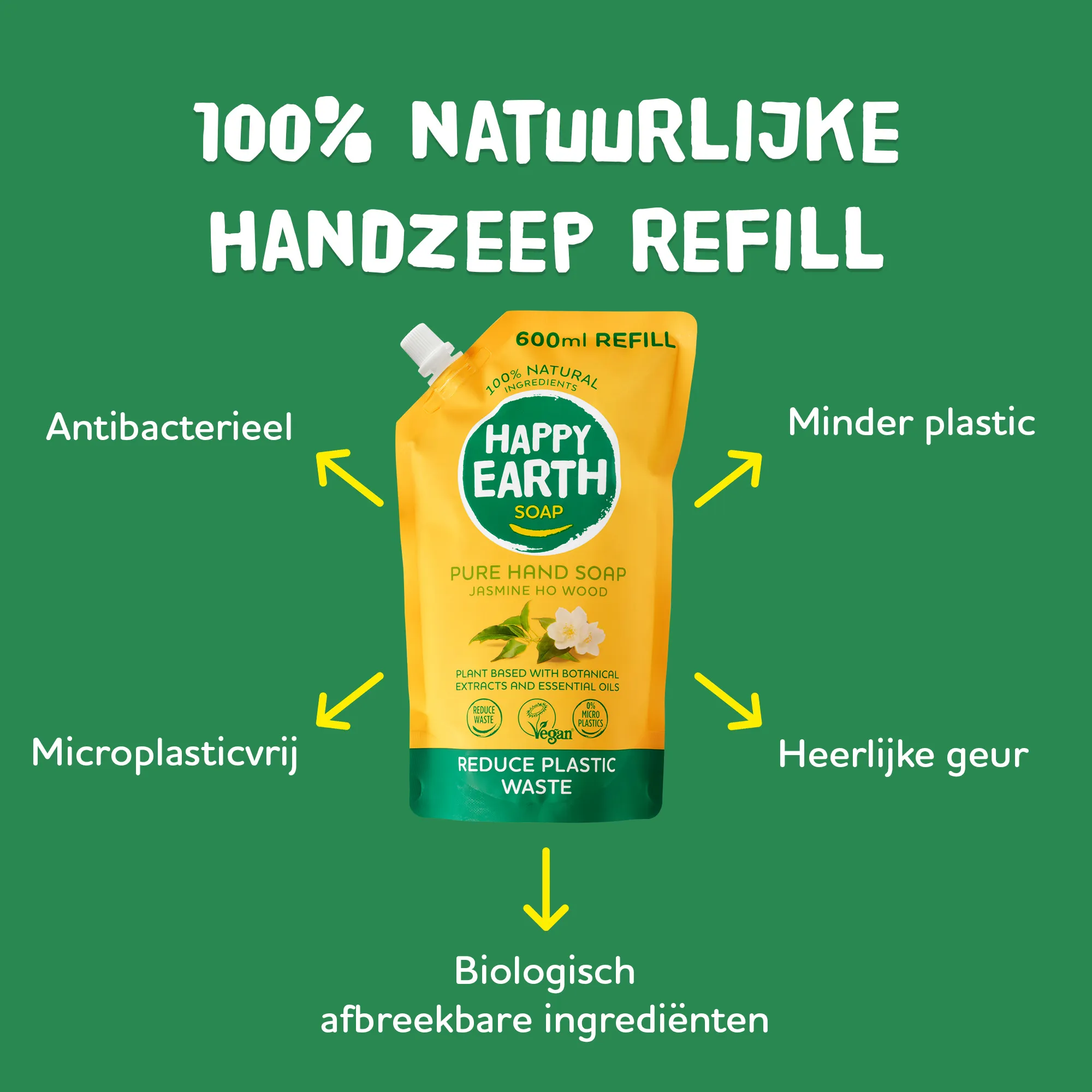 Happy Earth Pure Hand Soap Refill Jasmine Ho Wood (600 ml) - image 3
